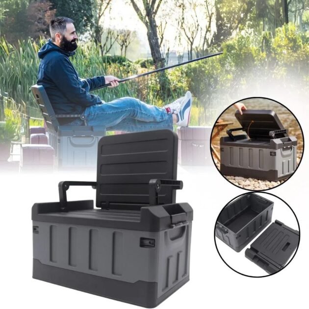 كرسي تخزين متعدد الاستخدامات مع مسند ظهر مخفي – عملي وقابل للطي